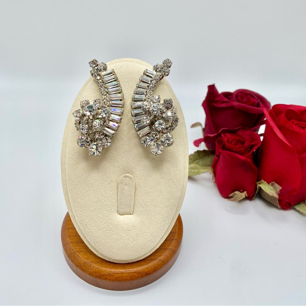 Juliana D&E Statement Rhinestone Climber Earrings Holiday Wedding Old Hollywood